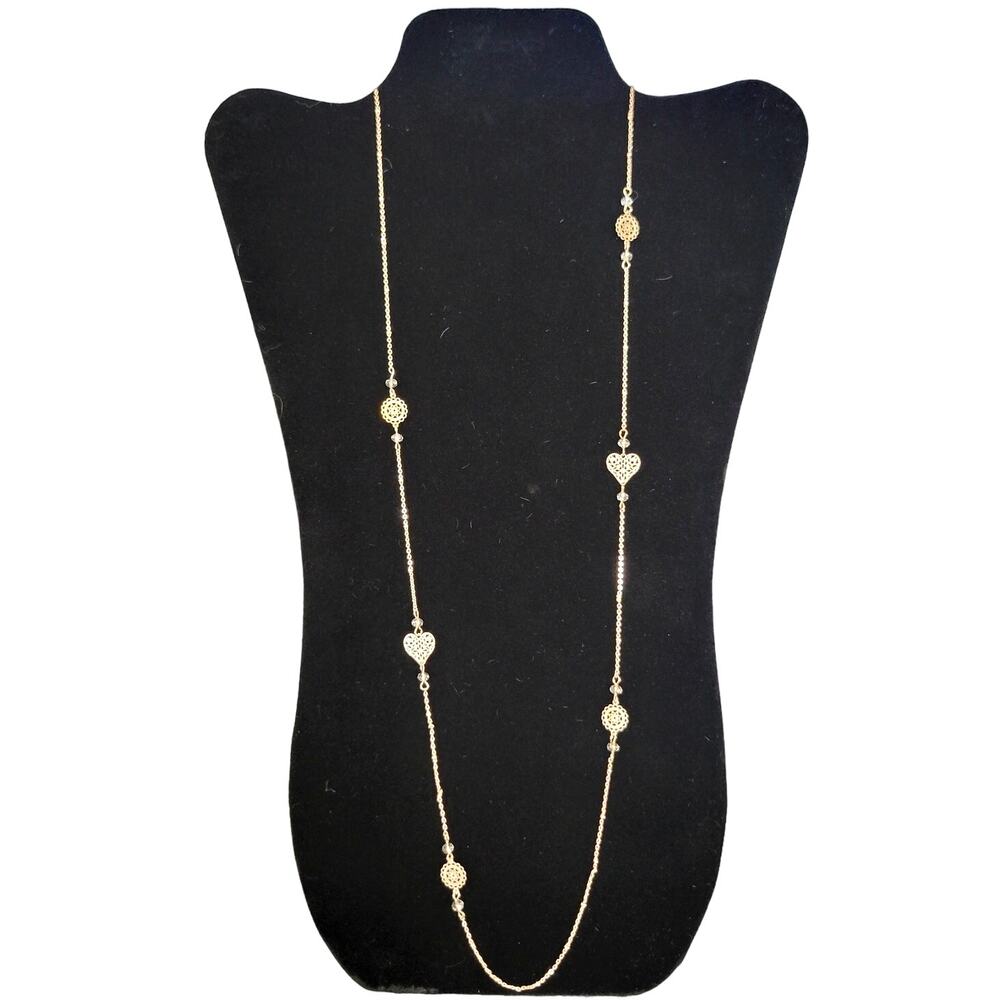 Lauren Conrad 32" Rose Gold Tone Filigree Heart Long Necklace New with Tags